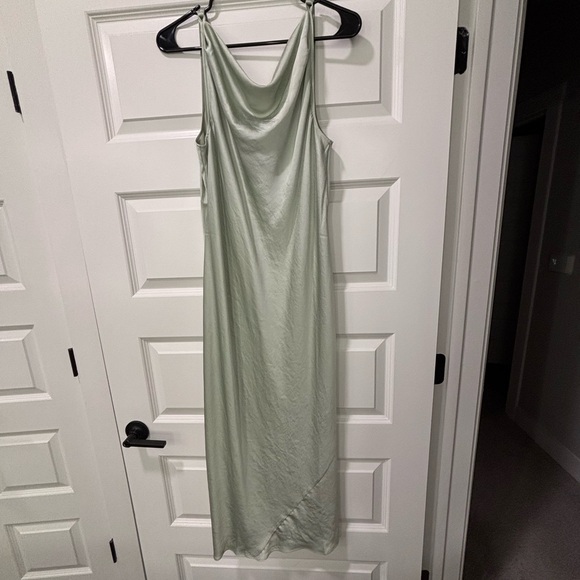 Aritzia cowlneck midi satin Dress in Soft Green - Picture 1 of 3